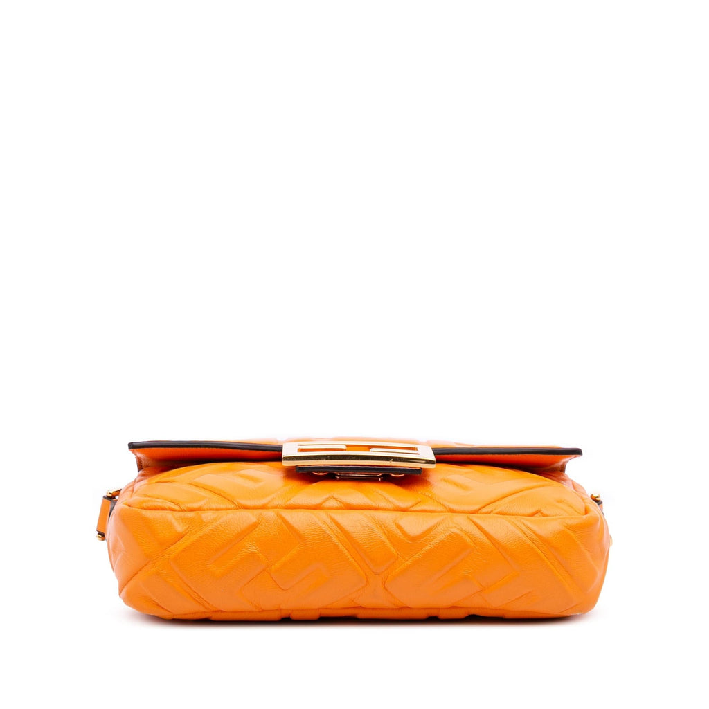 Fendi Mini Zucca Embossed Leather Baguette Satchel