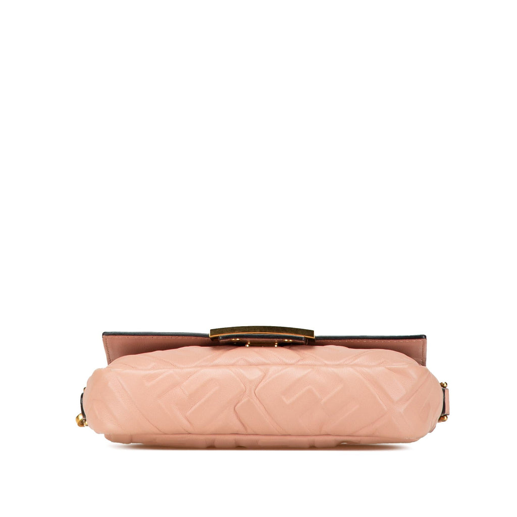 Fendi Mini Zucca Embossed Leather Baguette Satchel