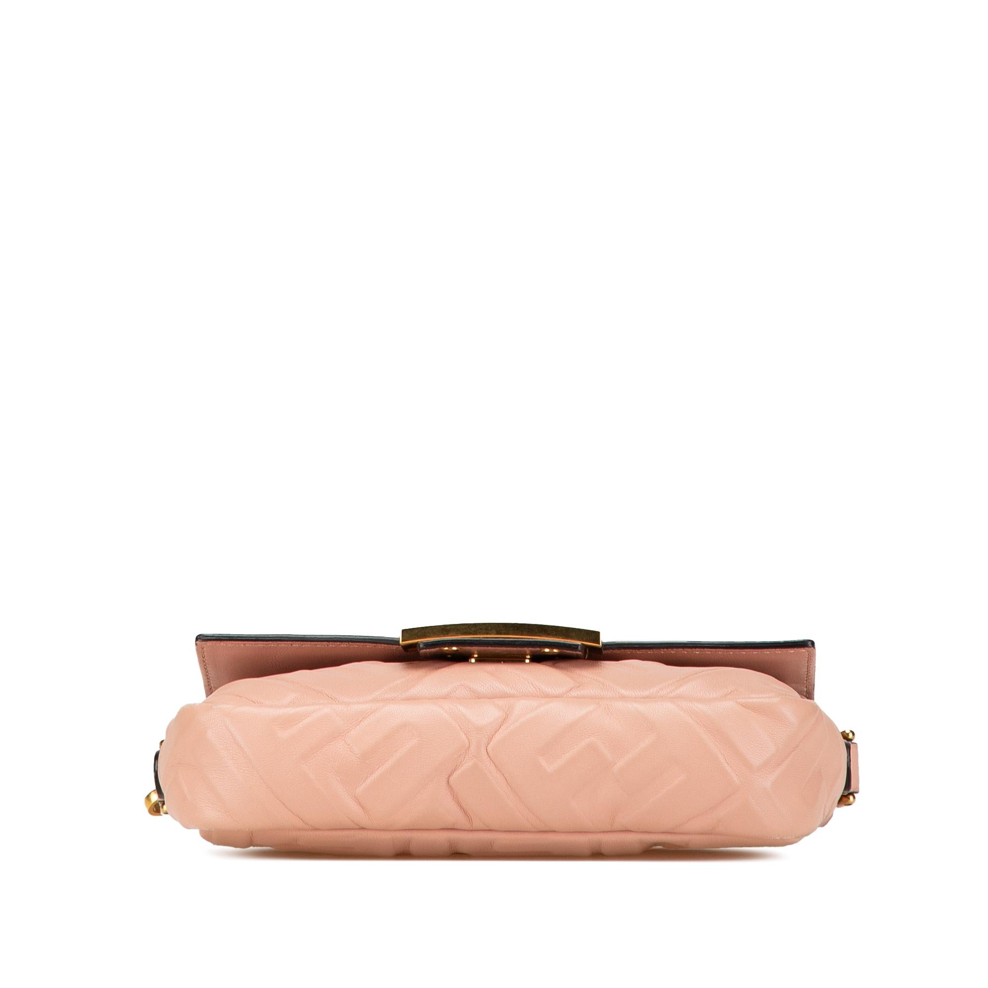 Fendi Mini Zucca Embossed Leather Baguette Satchel