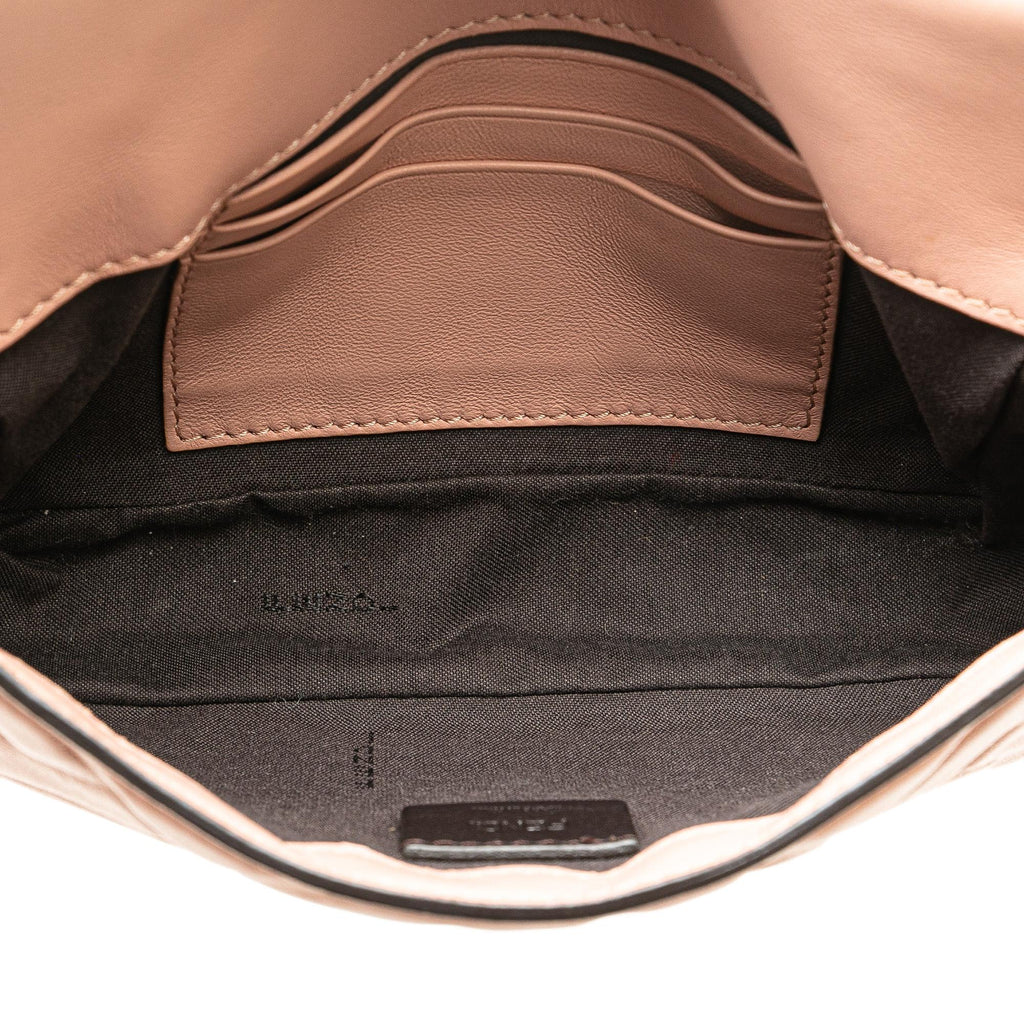 Fendi Mini Zucca Embossed Leather Baguette Satchel