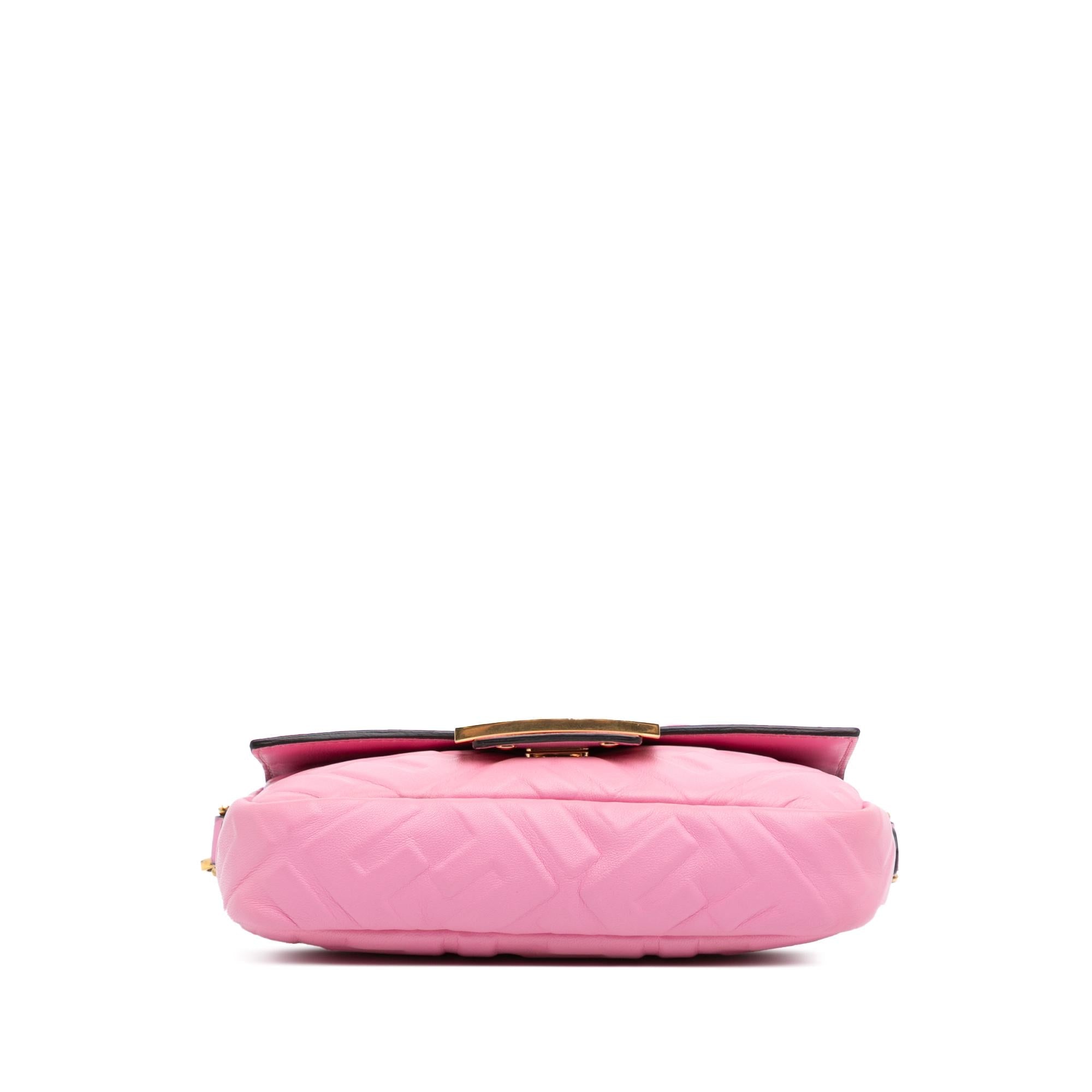 Fendi Mini Zucca Embossed Leather Baguette Satchel
