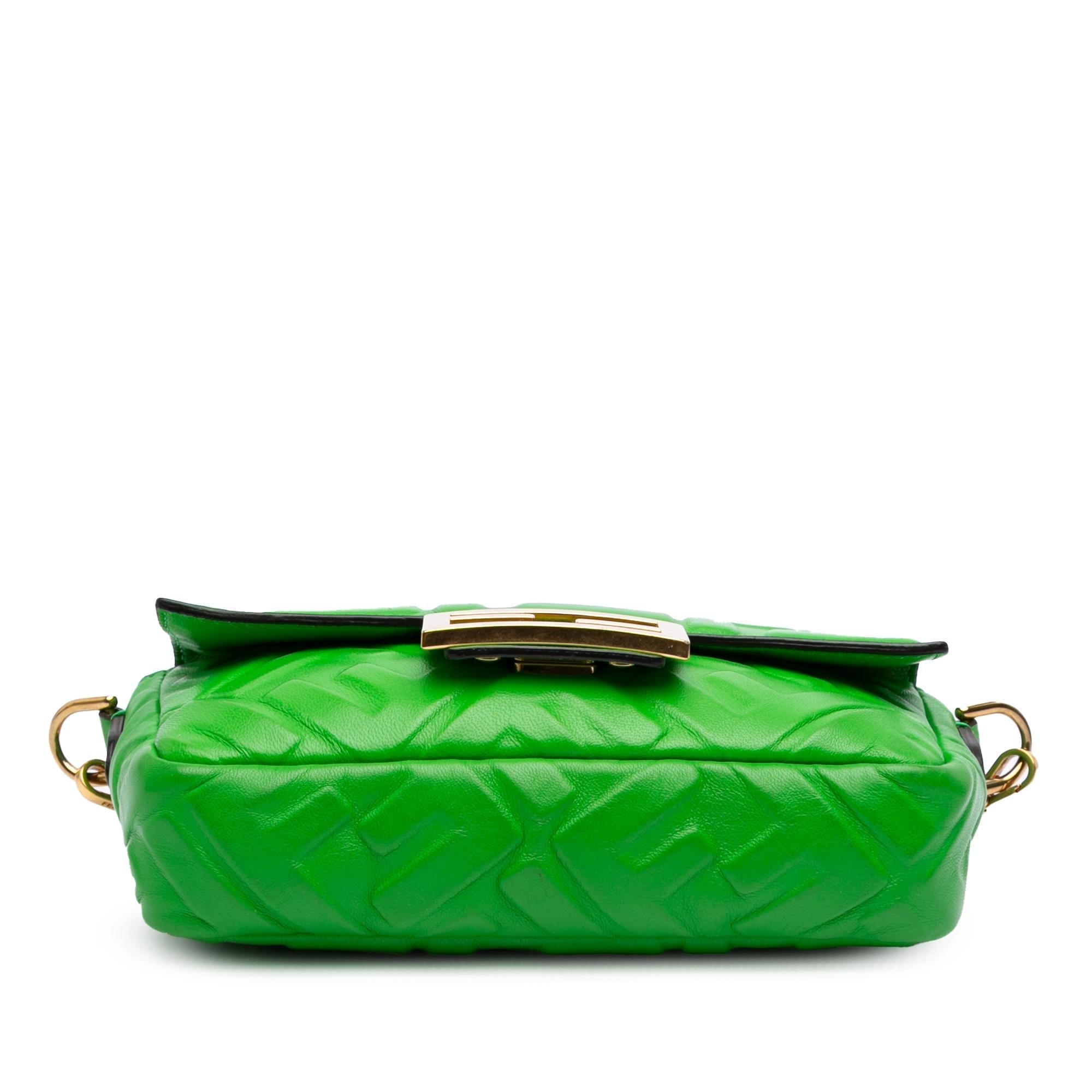 Fendi Mini Zucca Embossed Leather Baguette Satchel