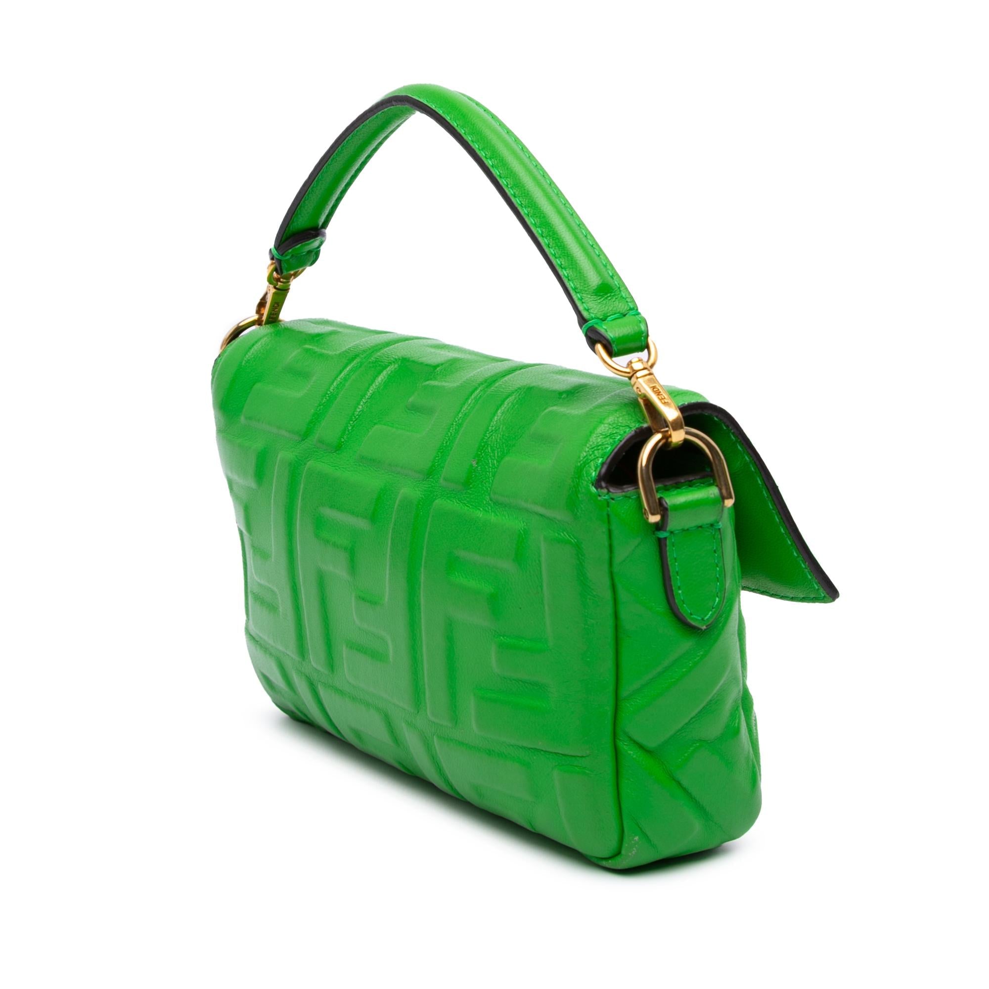 Fendi Mini Zucca Embossed Leather Baguette Satchel