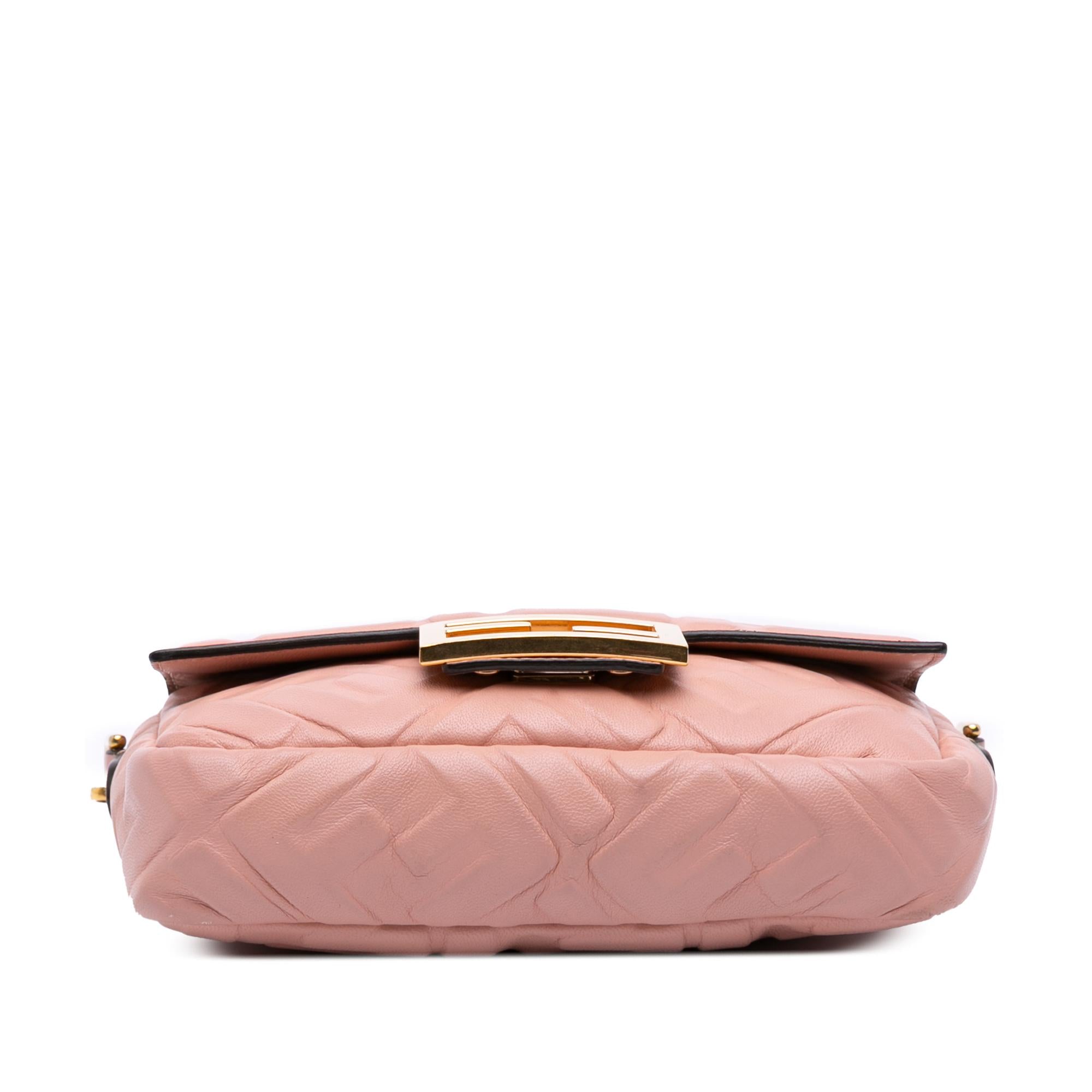 Fendi Mini Zucca Embossed Leather Baguette Satchel