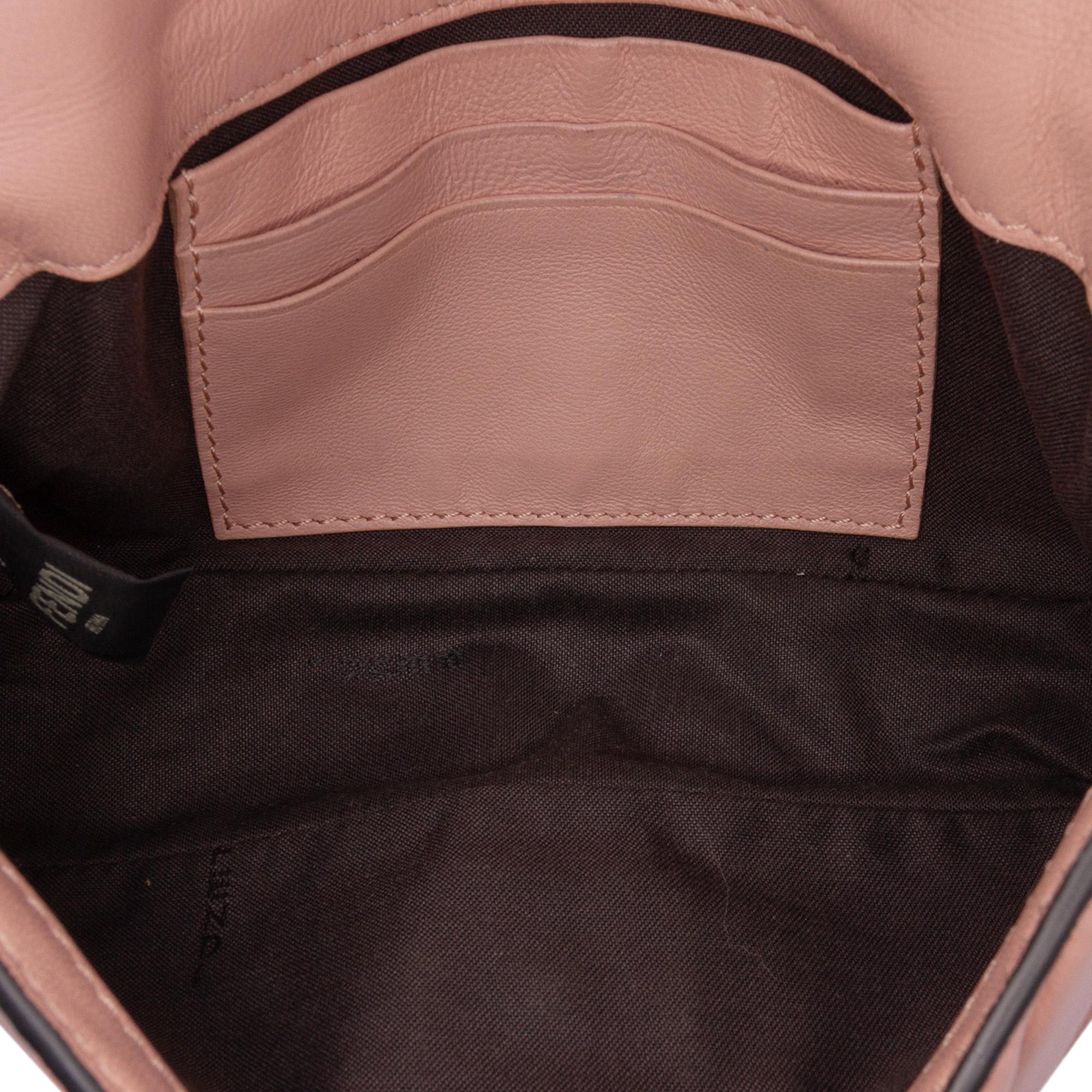 Fendi Mini Zucca Embossed Leather Baguette Satchel