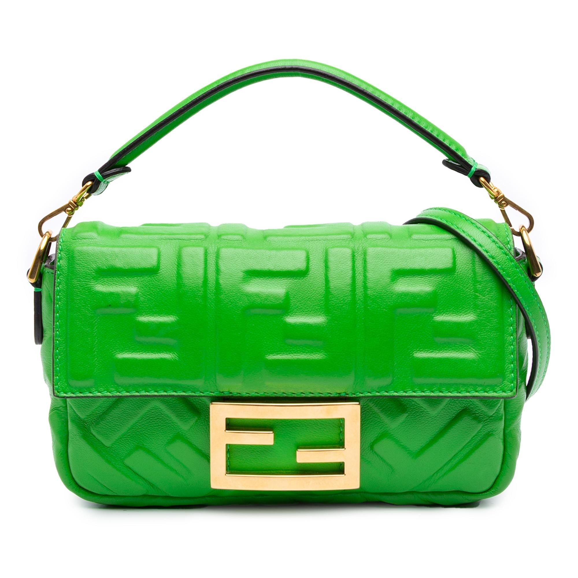 Fendi Mini Zucca Embossed Leather Baguette Satchel