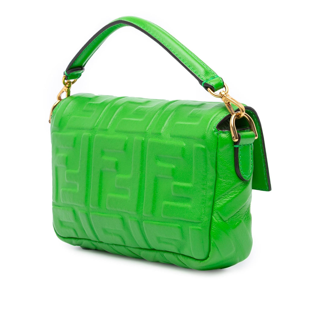 Fendi Mini Zucca Embossed Leather Baguette Satchel