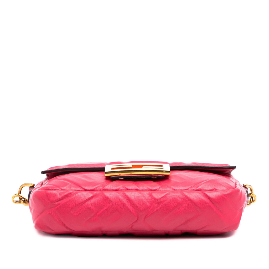 Fendi Mini Zucca Embossed Leather Baguette Satchel