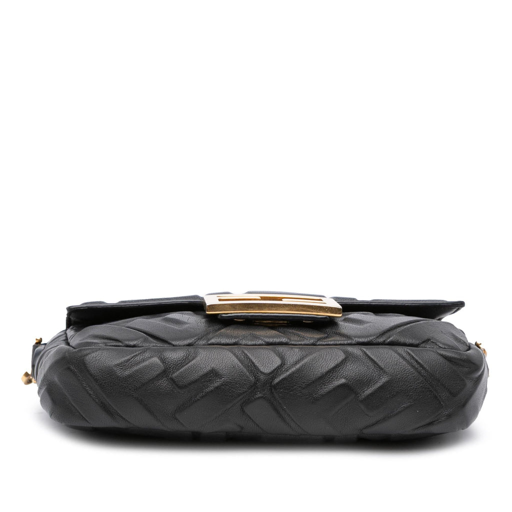 Fendi Mini Zucca Embossed Leather Baguette Satchel