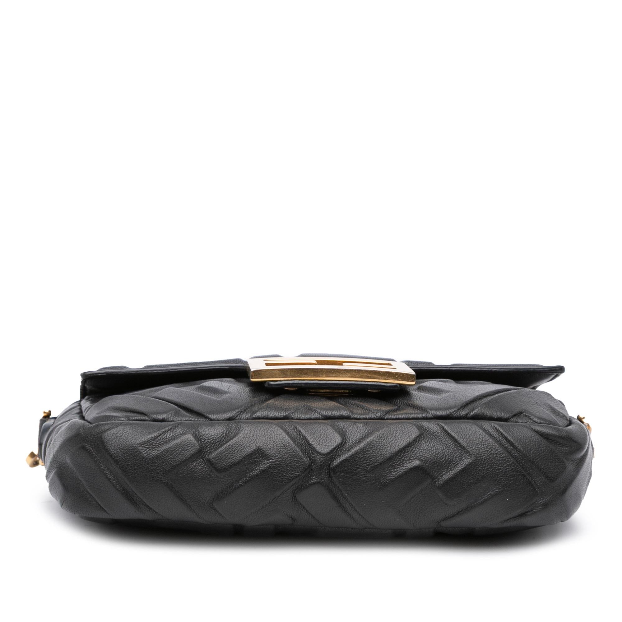 Fendi Mini Zucca Embossed Leather Baguette Satchel