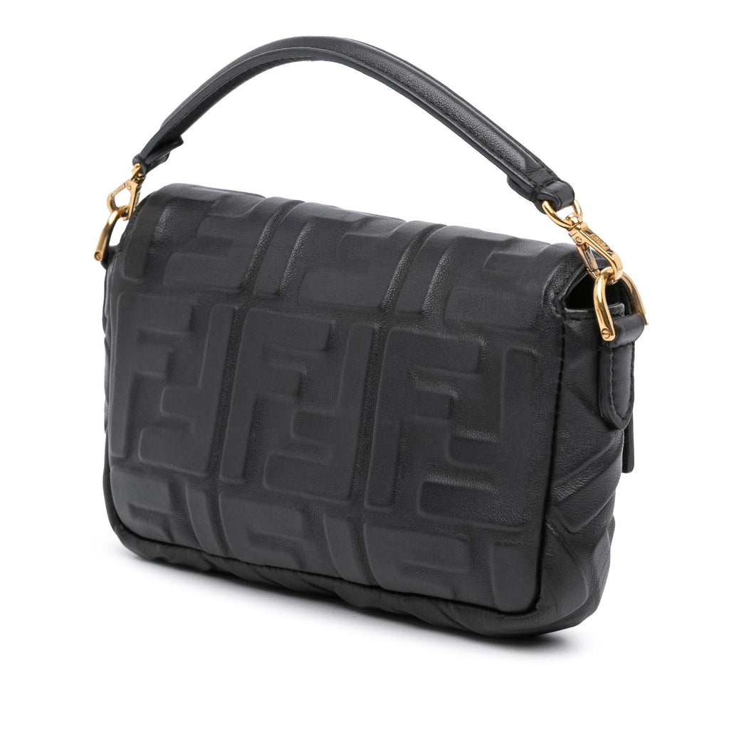 Fendi Mini Zucca Embossed Leather Baguette Satchel