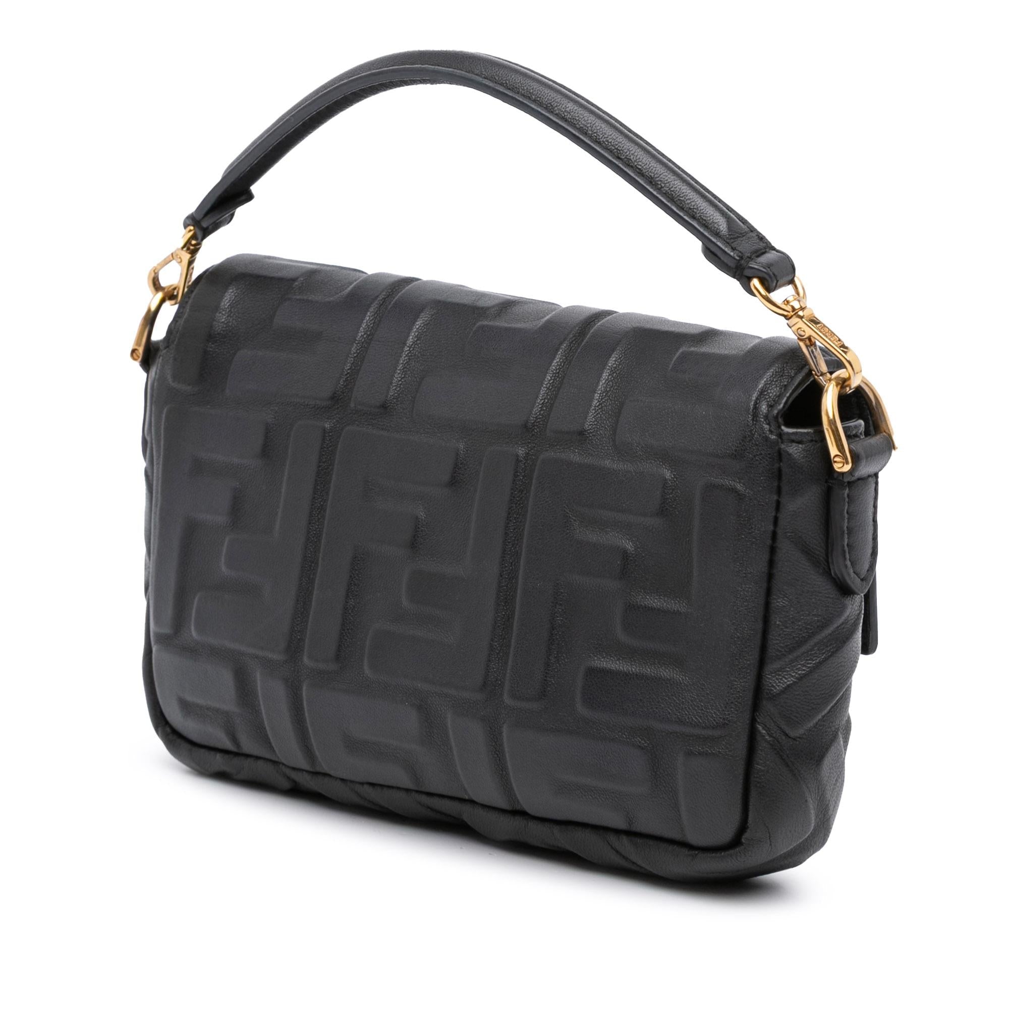 Fendi Mini Zucca Embossed Leather Baguette Satchel