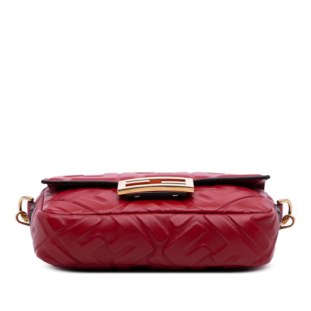 Fendi Mini Zucca Embossed Leather Baguette Satchel
