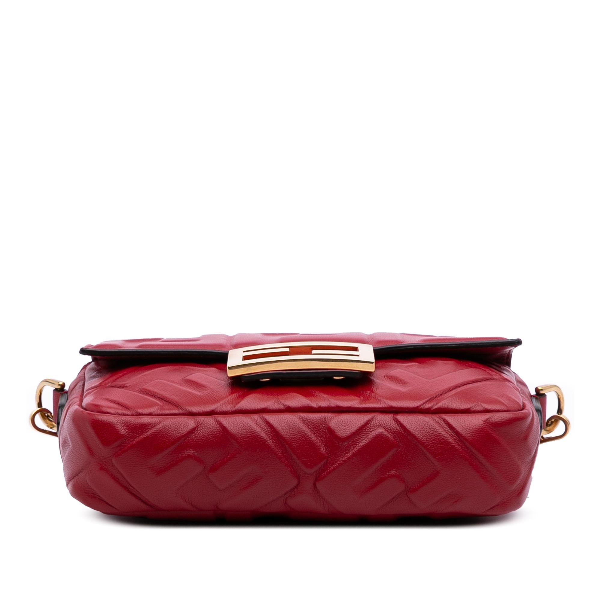 Fendi Mini Zucca Embossed Leather Baguette Satchel