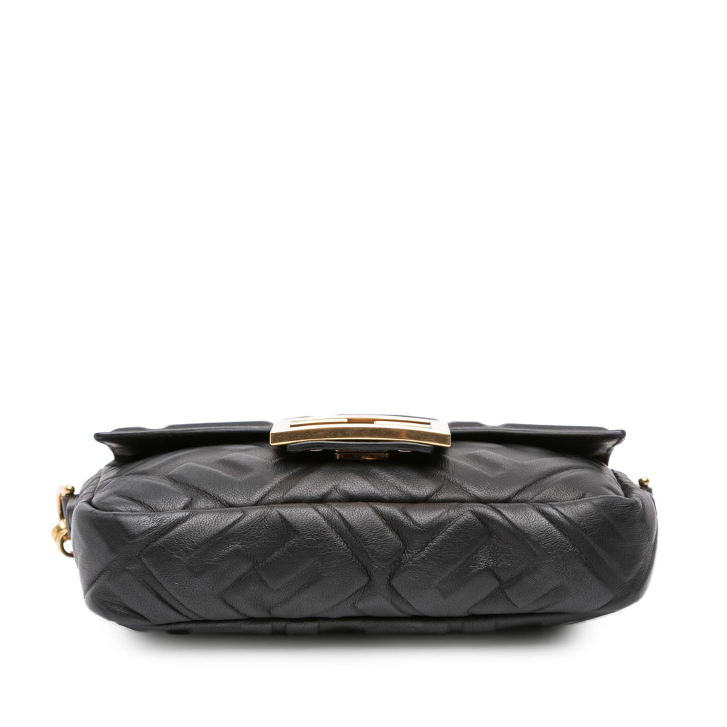 Fendi Mini Zucca Embossed Leather Baguette Satchel