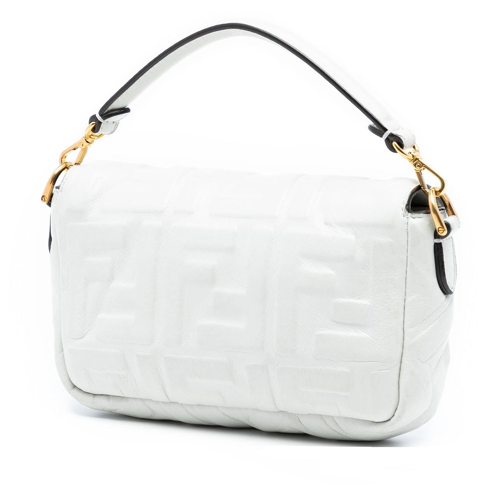 Fendi Mini Zucca Embossed Leather Baguette Satchel
