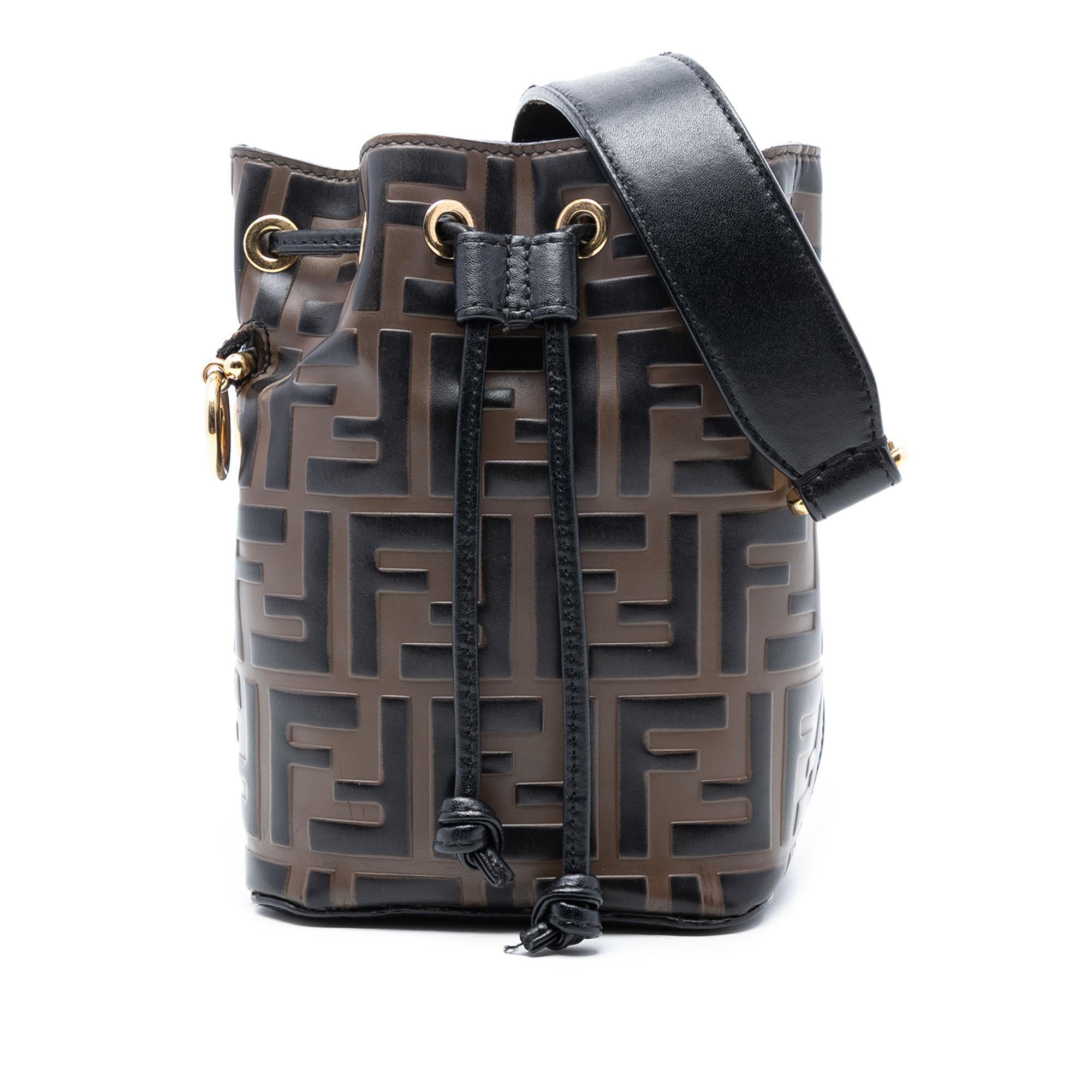 Fendi Mini Zucca Embossed Leather Mon Tresor Bucket Bag