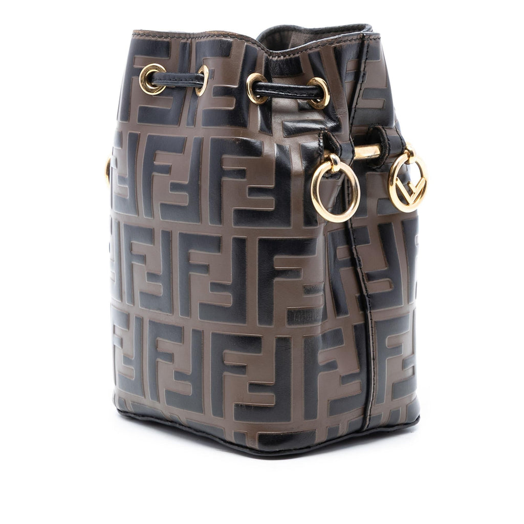 Fendi Mini Zucca Embossed Leather Mon Tresor Bucket Bag