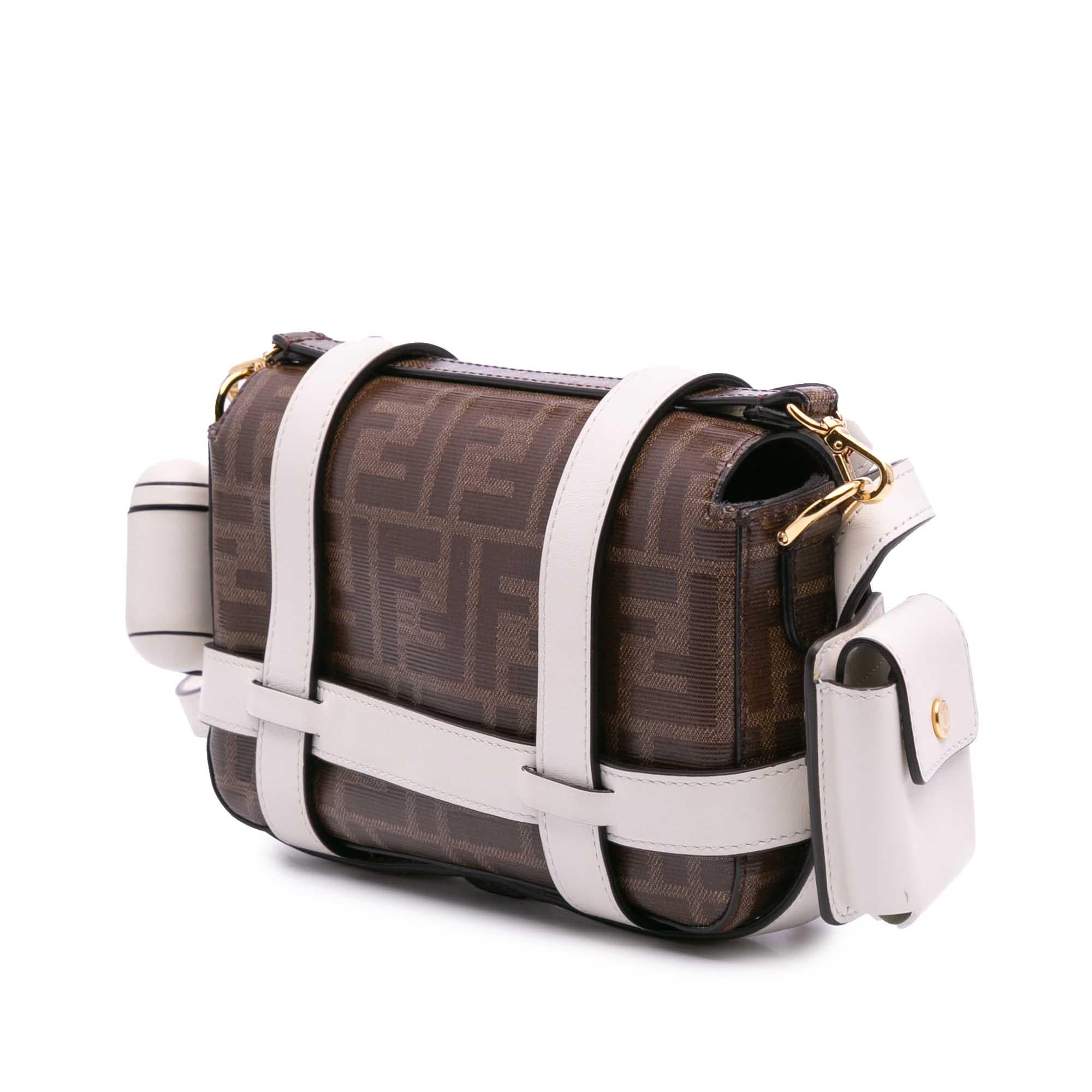 Fendi Mini Zucca Glazed Fabric Cage Baguette Satchel