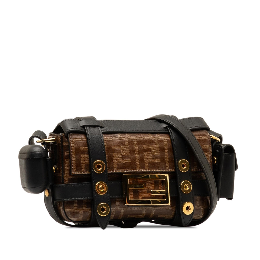 Fendi Mini Zucca Glazed Fabric Cage Baguette (SHG-jAfJja)