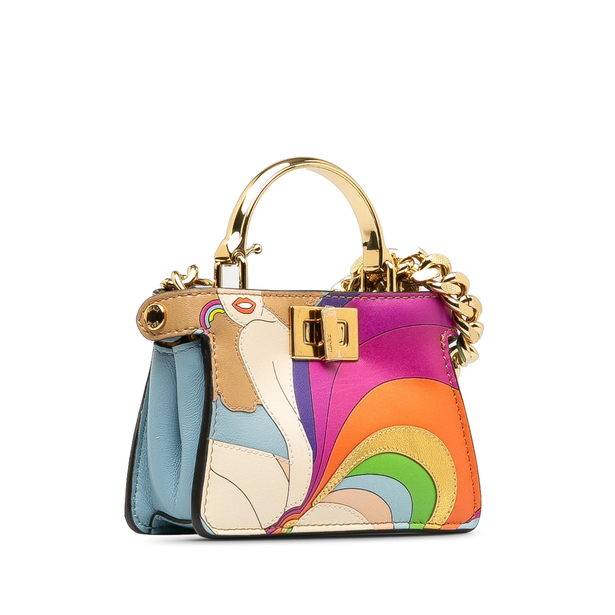Fendi Nano Rainbow Inlay Peekaboo Satchel