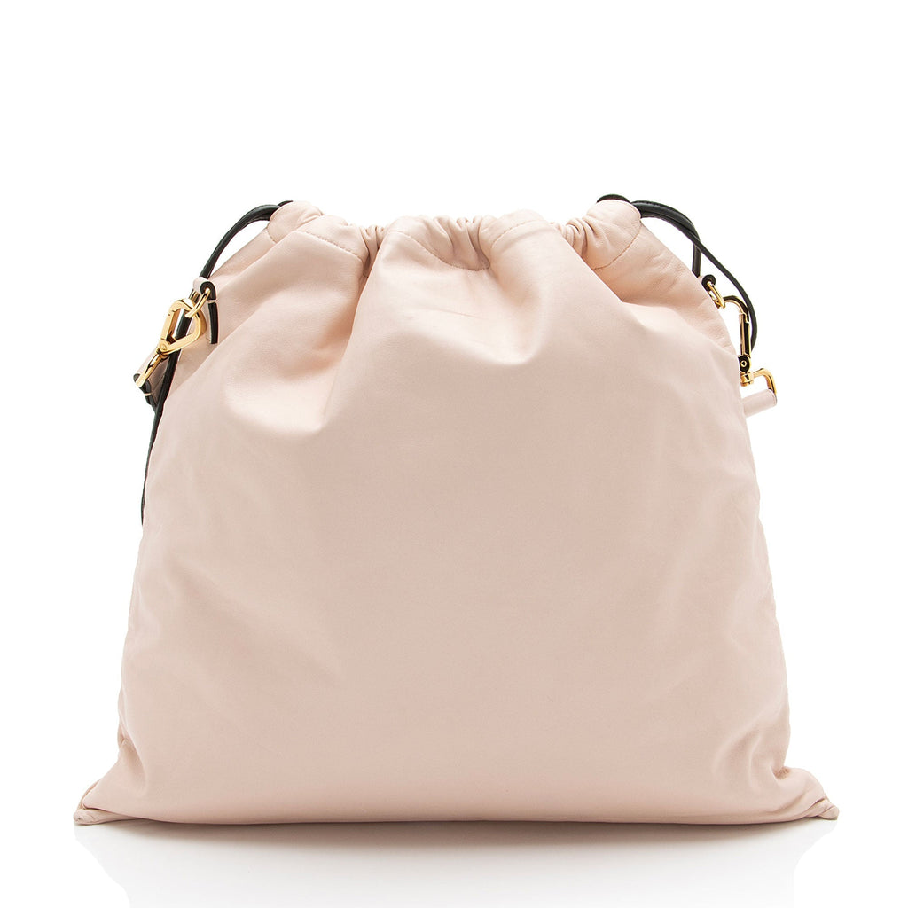 Fendi Nappa Leather Drawstring Medium Shoulder Bag