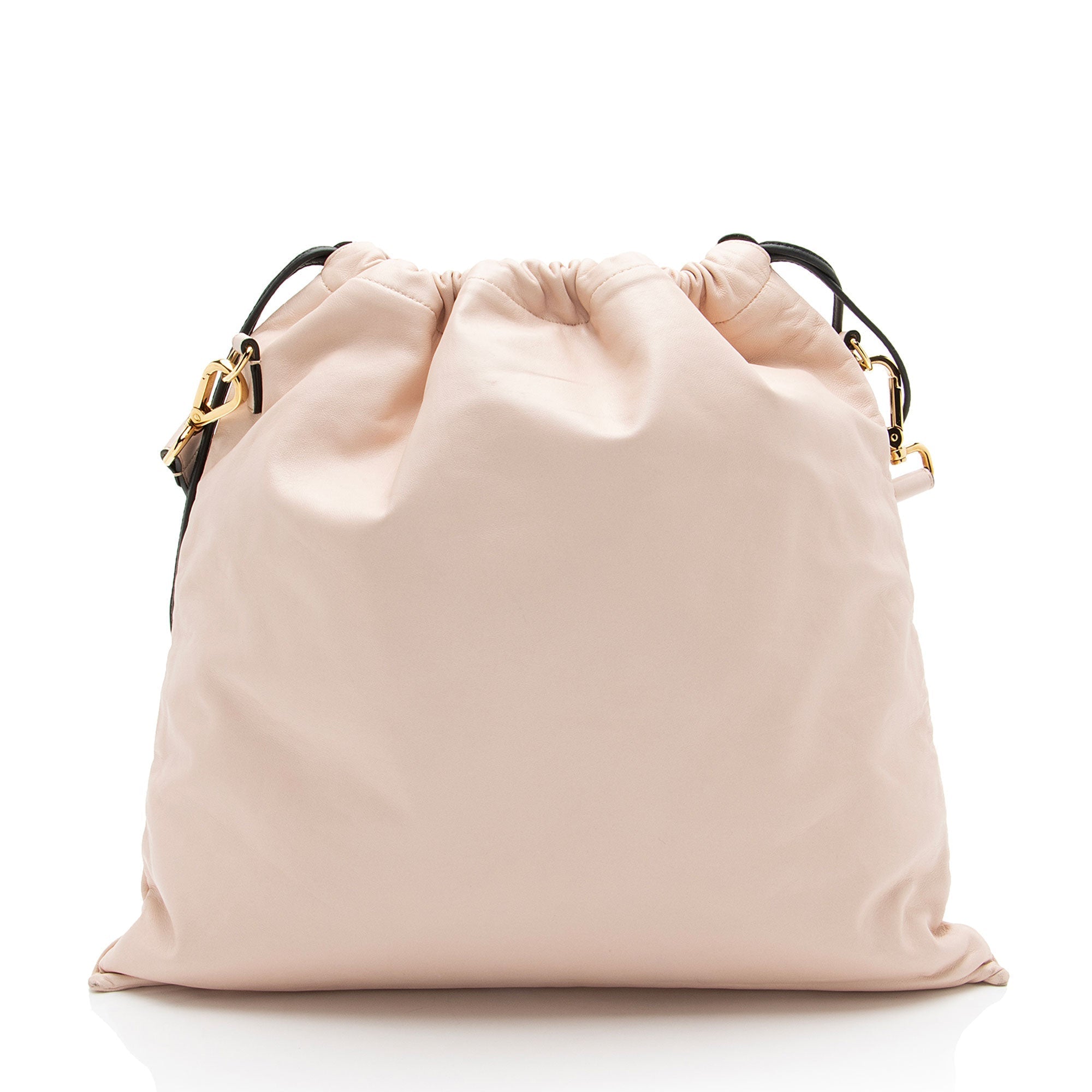 Fendi Nappa Leather Drawstring Medium Shoulder Bag