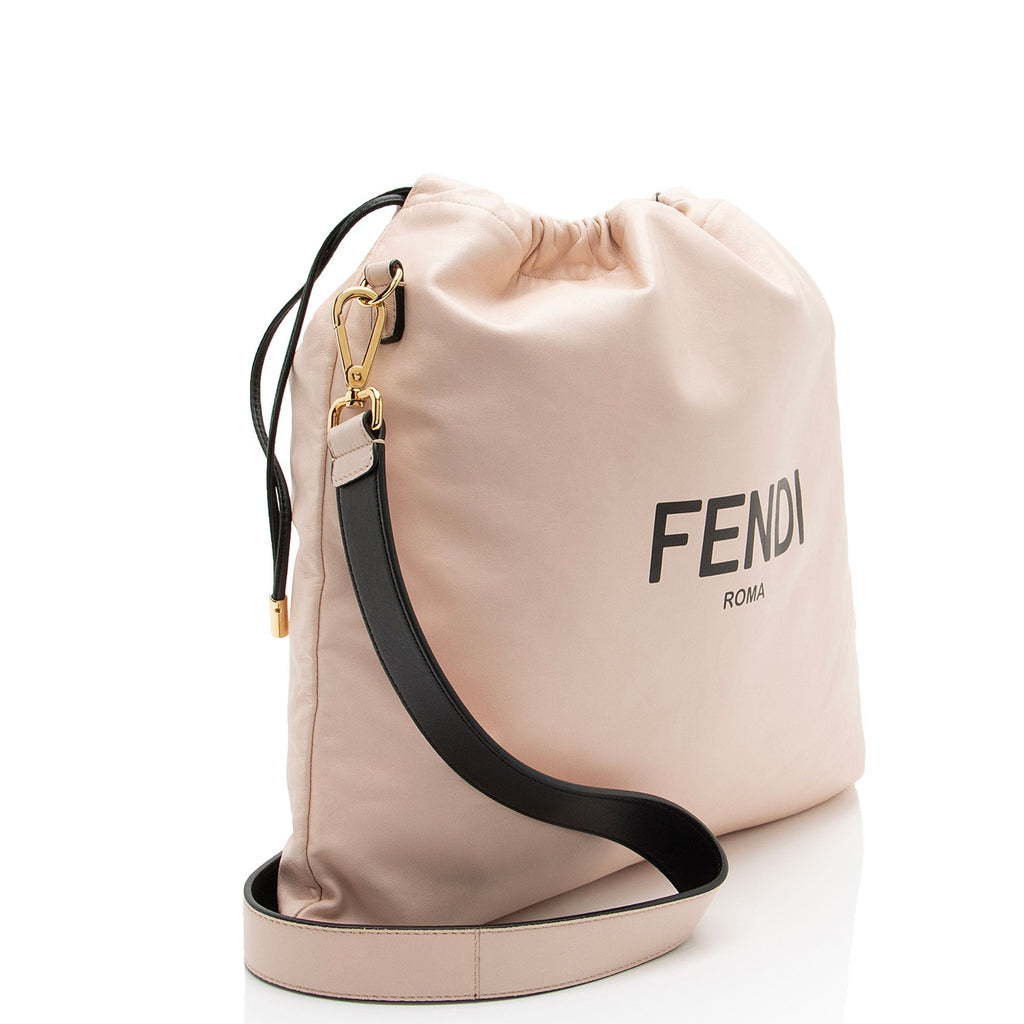 Fendi Nappa Leather Drawstring Medium Shoulder Bag