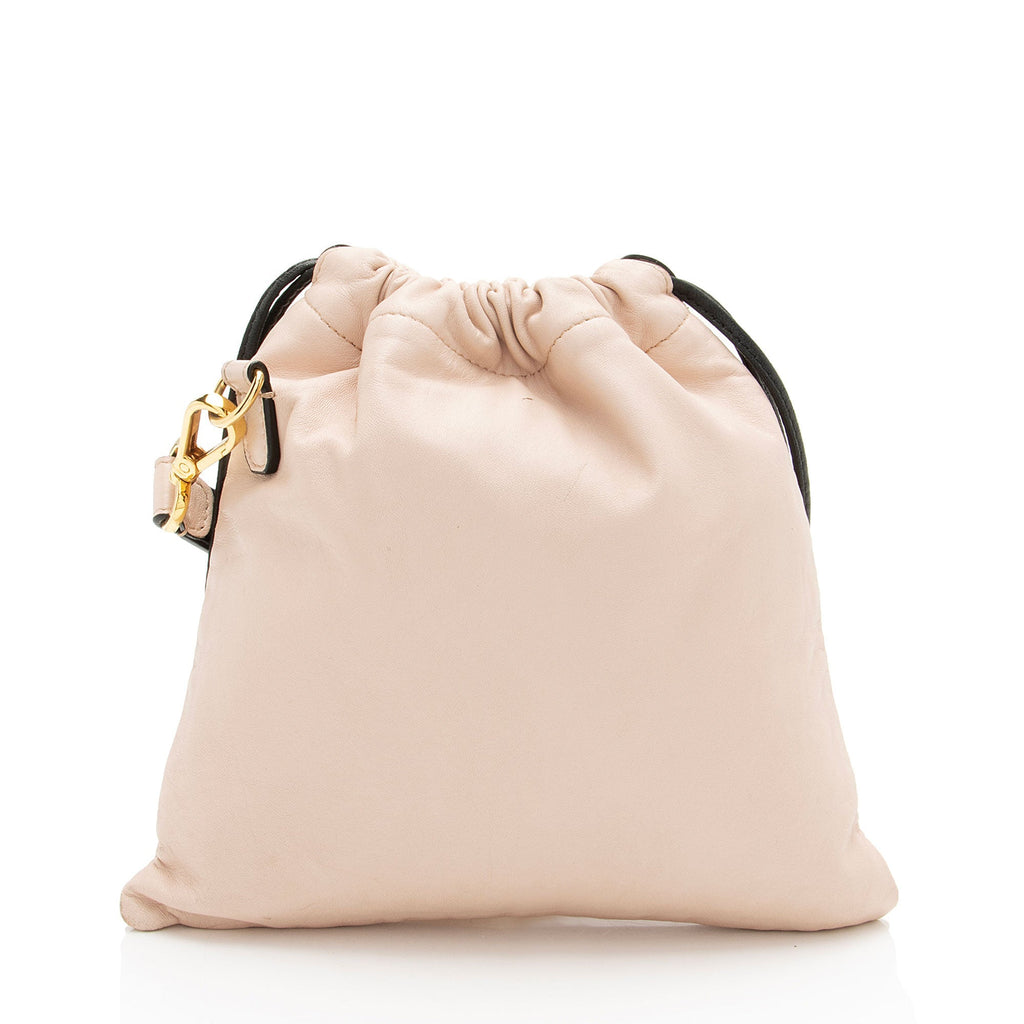 Fendi Nappa Leather Logo Drawstring Shoulder Bag