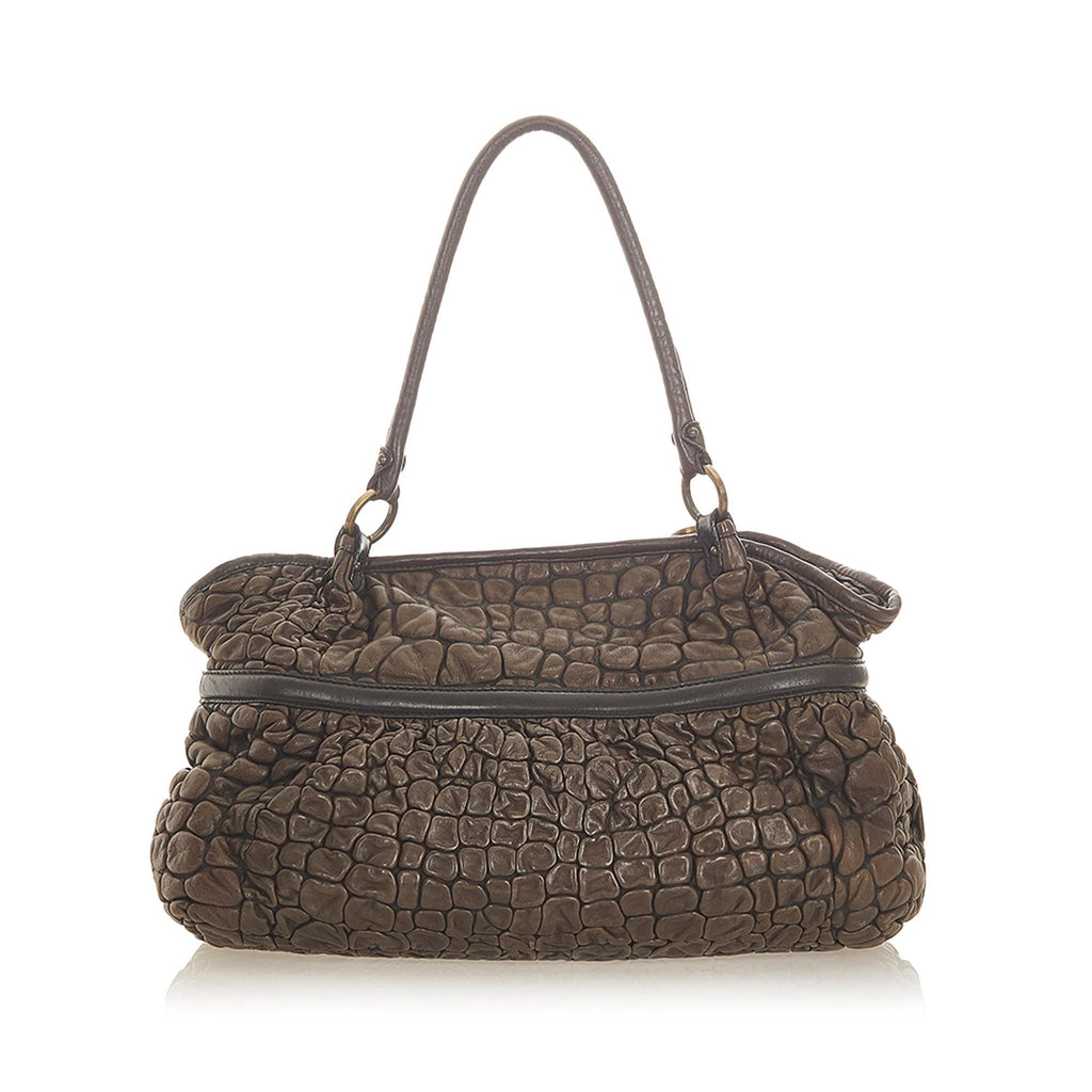 Fendi Puckered Bubble Leather Chef Shoulder Bag (SHG-32371)