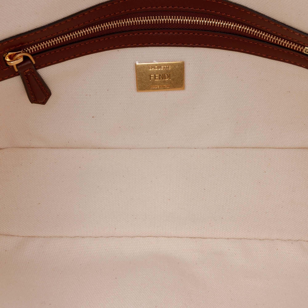 Fendi Sarah Coleman Zucca Embroidered Canvas Fish Eye Vertigo Baguette Satchel