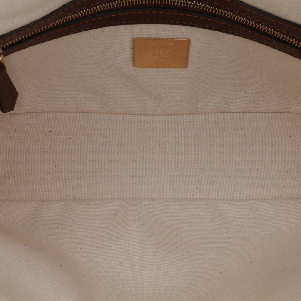 Fendi Sarah Coleman Zucca Embroidered Canvas Fish Eye Vertigo Baguette Satchel