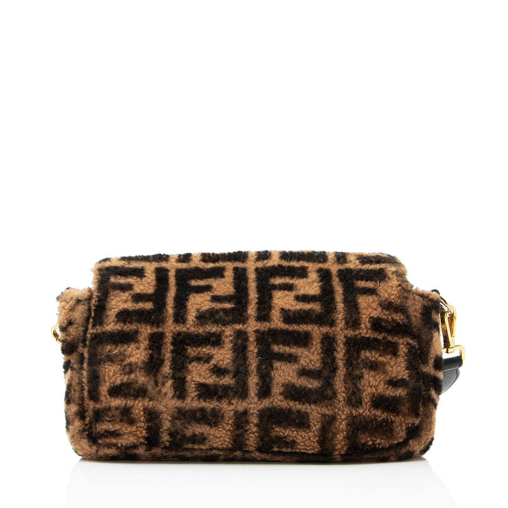 Fendi Shearling FF Baguette Shoulder Bag