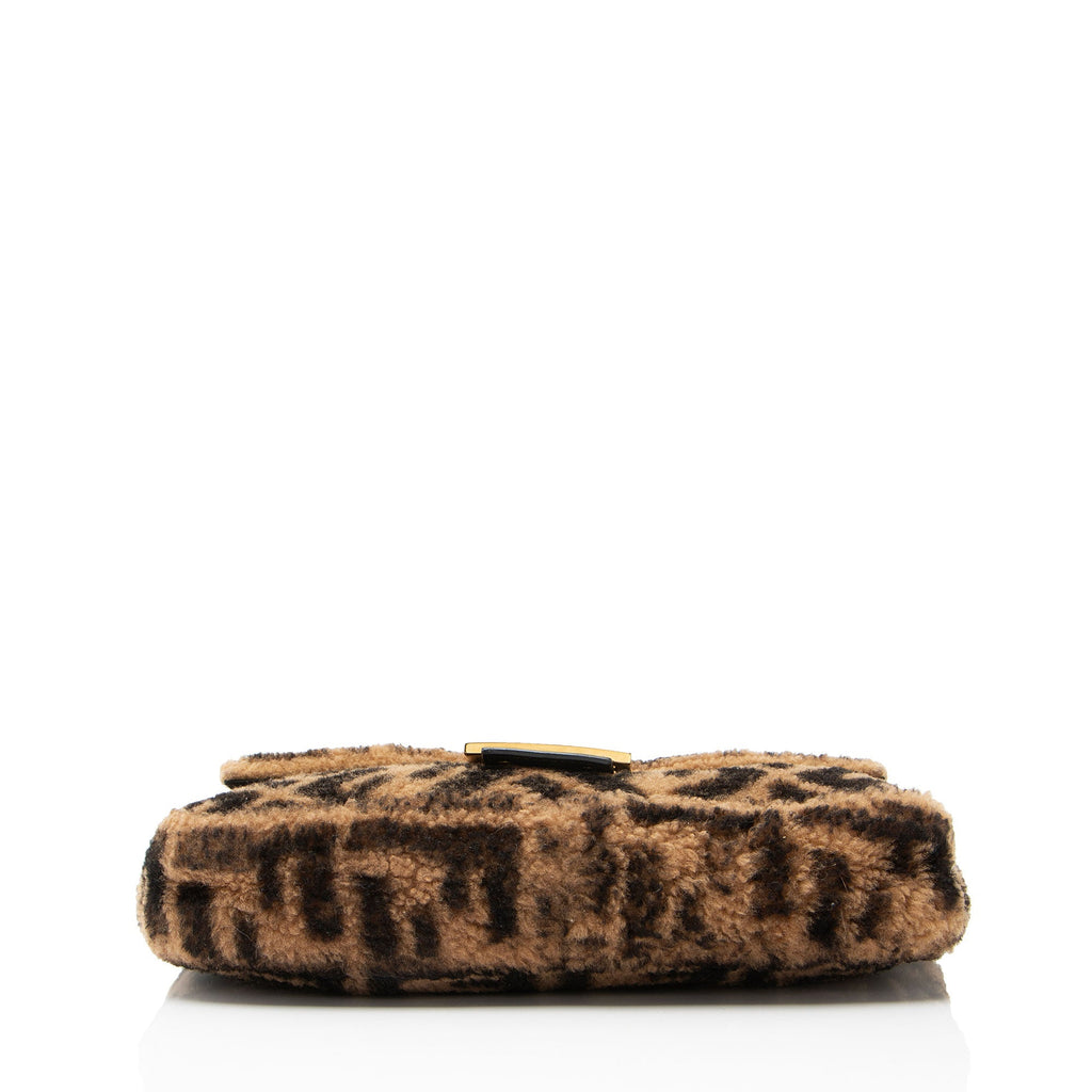 Fendi Shearling FF Baguette Shoulder Bag