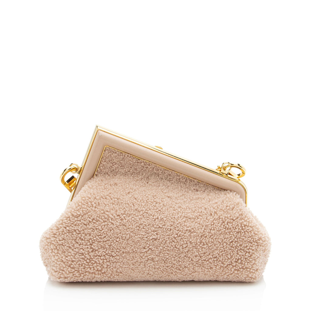 Fendi Shearling Fendi First Small Shoulder Bag