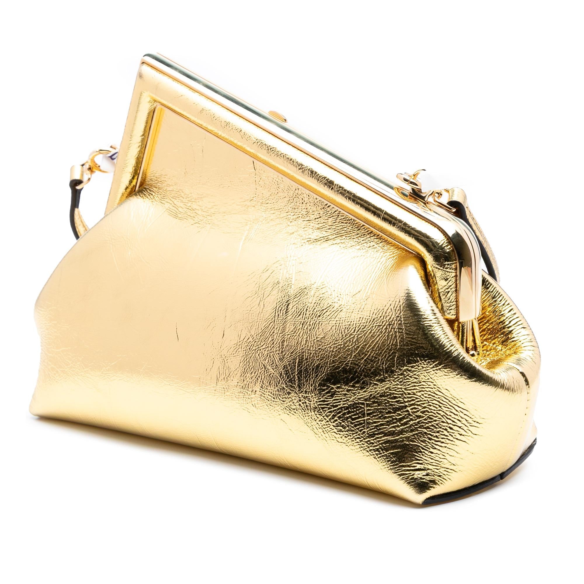 Fendi Small Metallic Nappa Fendi First Crossbody