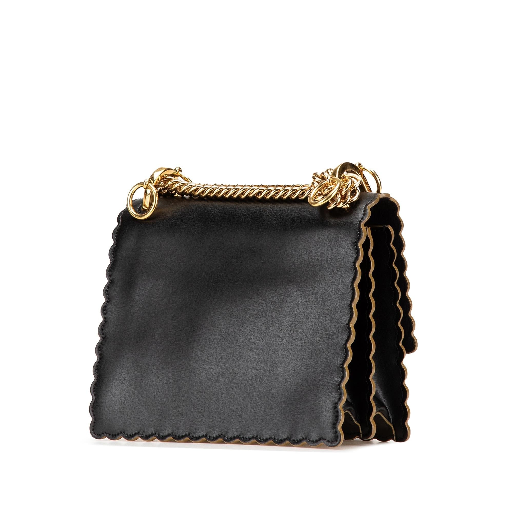 Fendi Small Scalloped Leather Kan I Crossbody