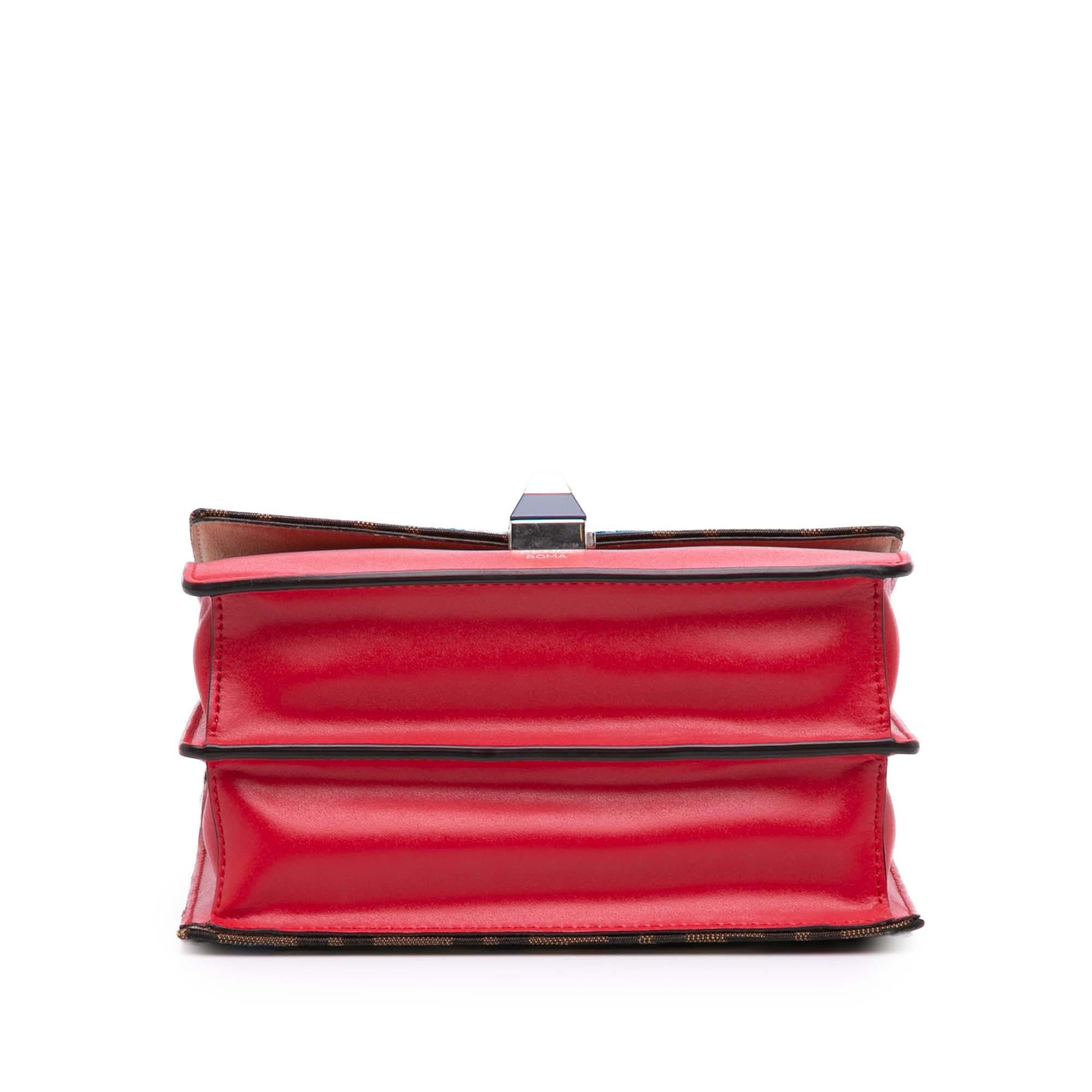 Fendi Small Velvet Embroidered Zucca Canvas and Leather Kan I Crossbody