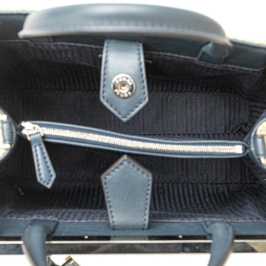 Fendi Small Woven Raffia Vitello Regular 2Jours Satchel