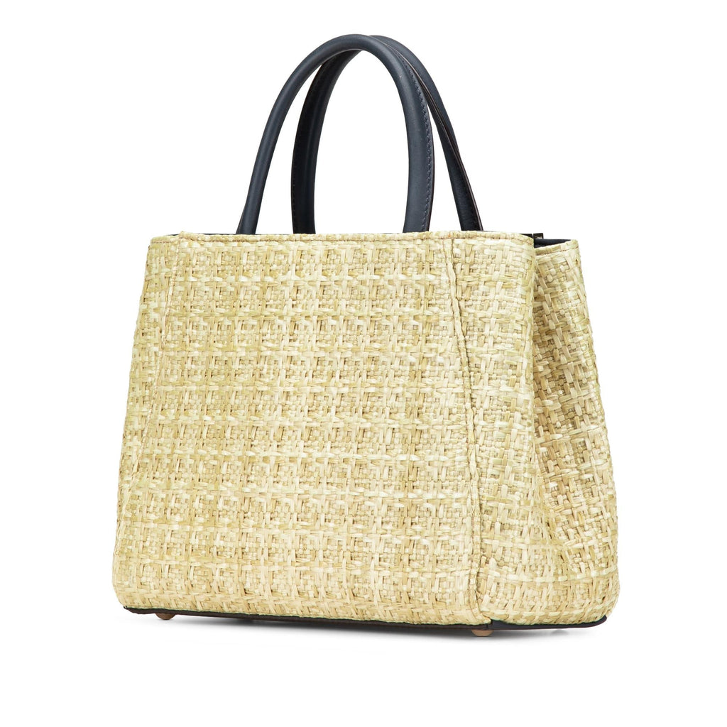 Fendi Small Woven Raffia Vitello Regular 2Jours Satchel
