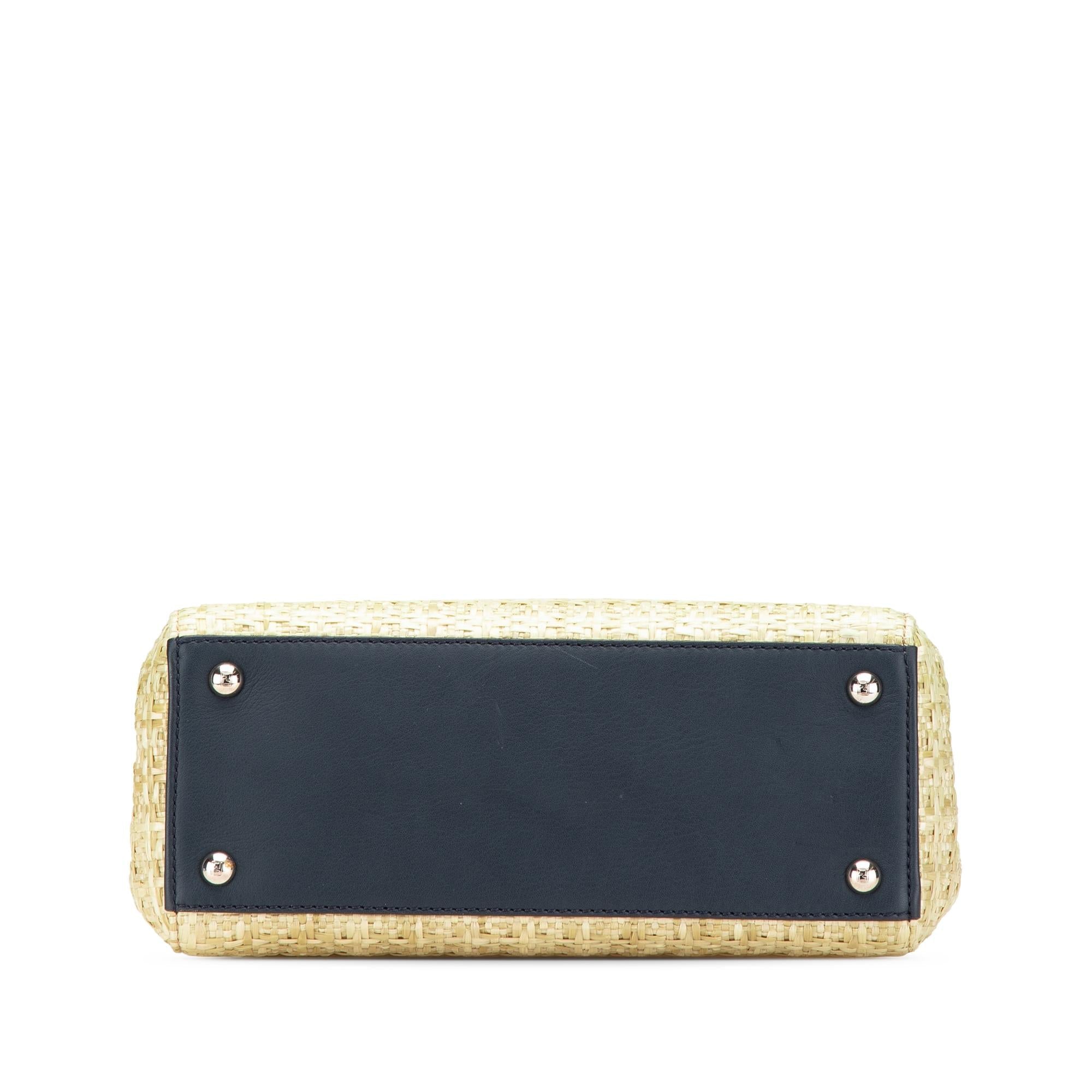 Fendi Small Woven Raffia Vitello Regular 2Jours Satchel