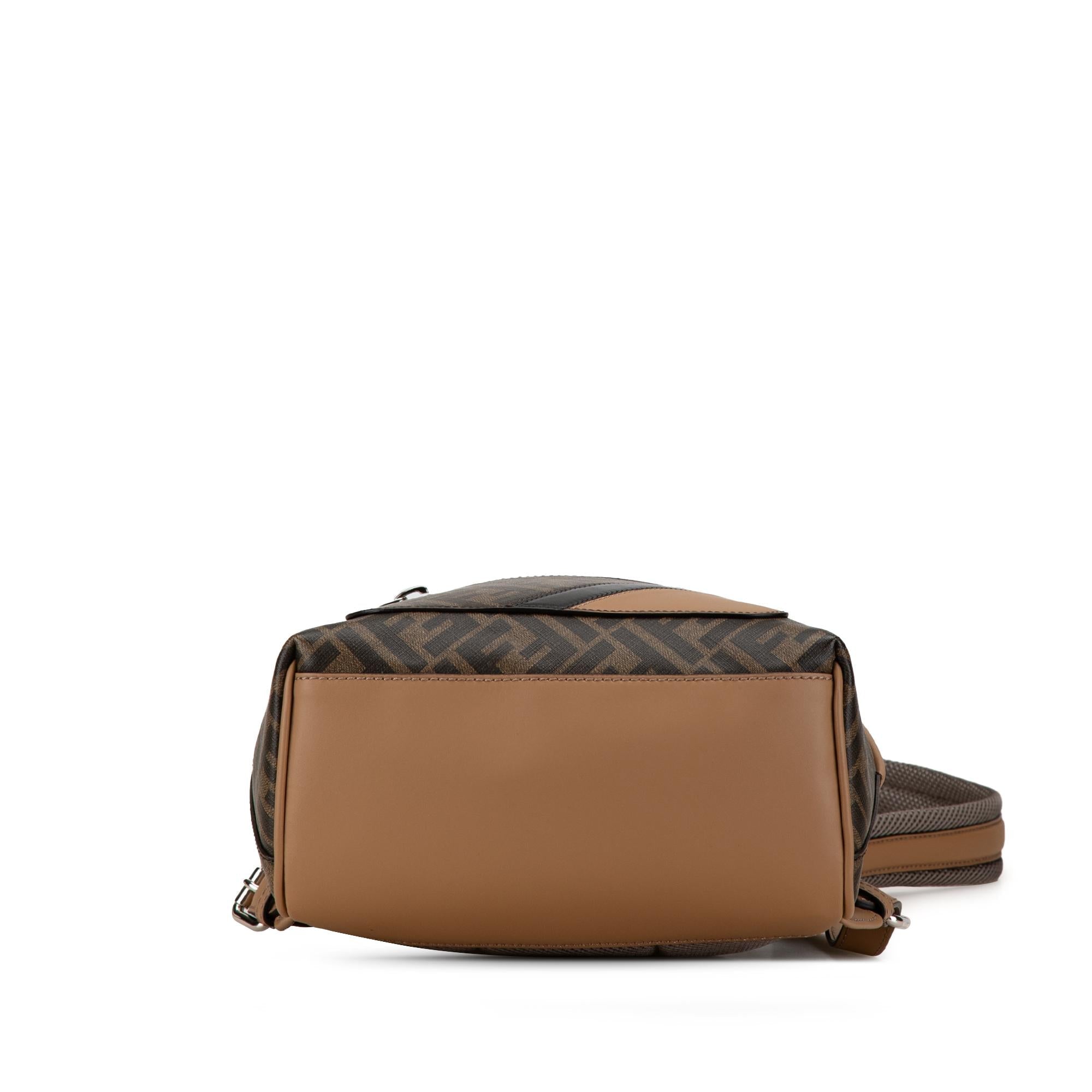 Fendi Small Zucca Coated Canvas Chiodo Diagonal Backpack