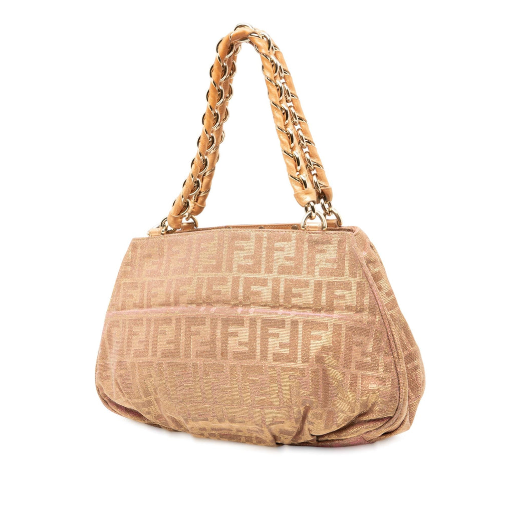 Fendi Small Zucca Metallic Lurex Mia Chain Tote