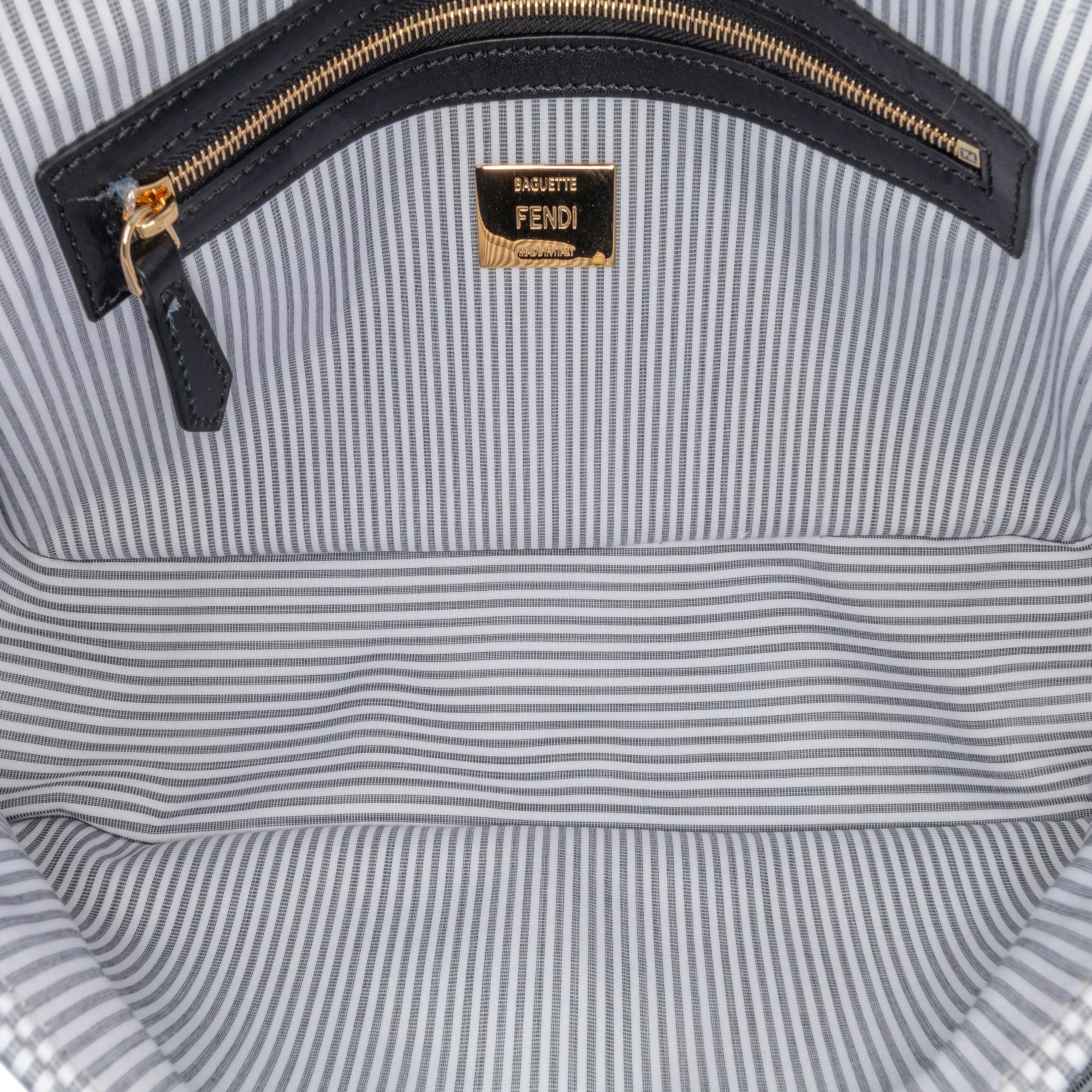 Fendi Striped Jersey Baguette Satchel