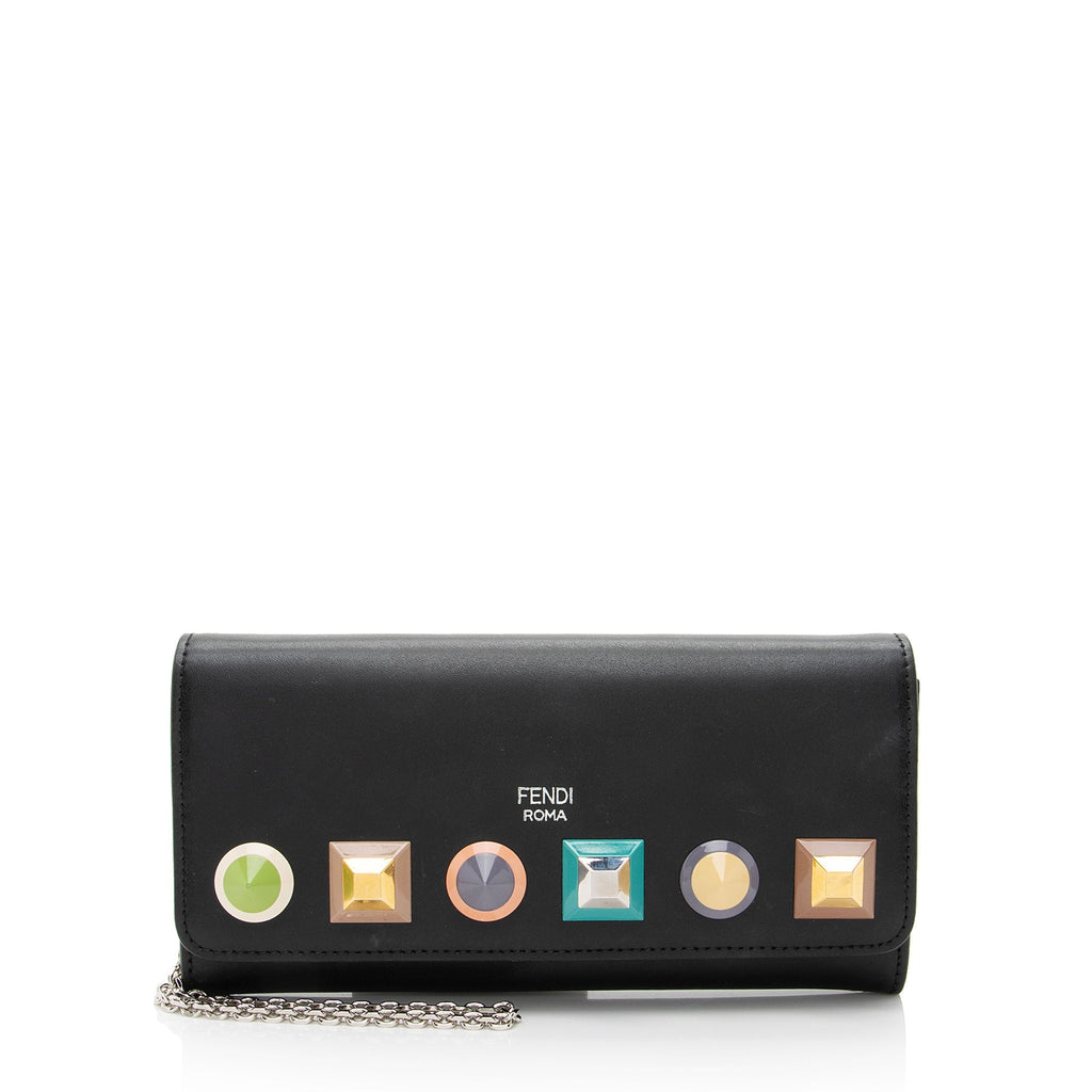 Fendi Leather Rainbow Studs Wallet on Chain