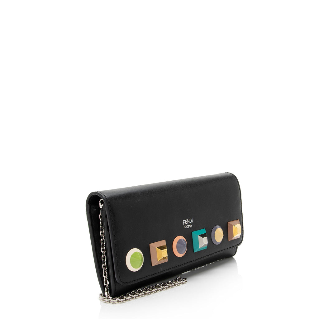Fendi Leather Rainbow Studs Wallet on Chain
