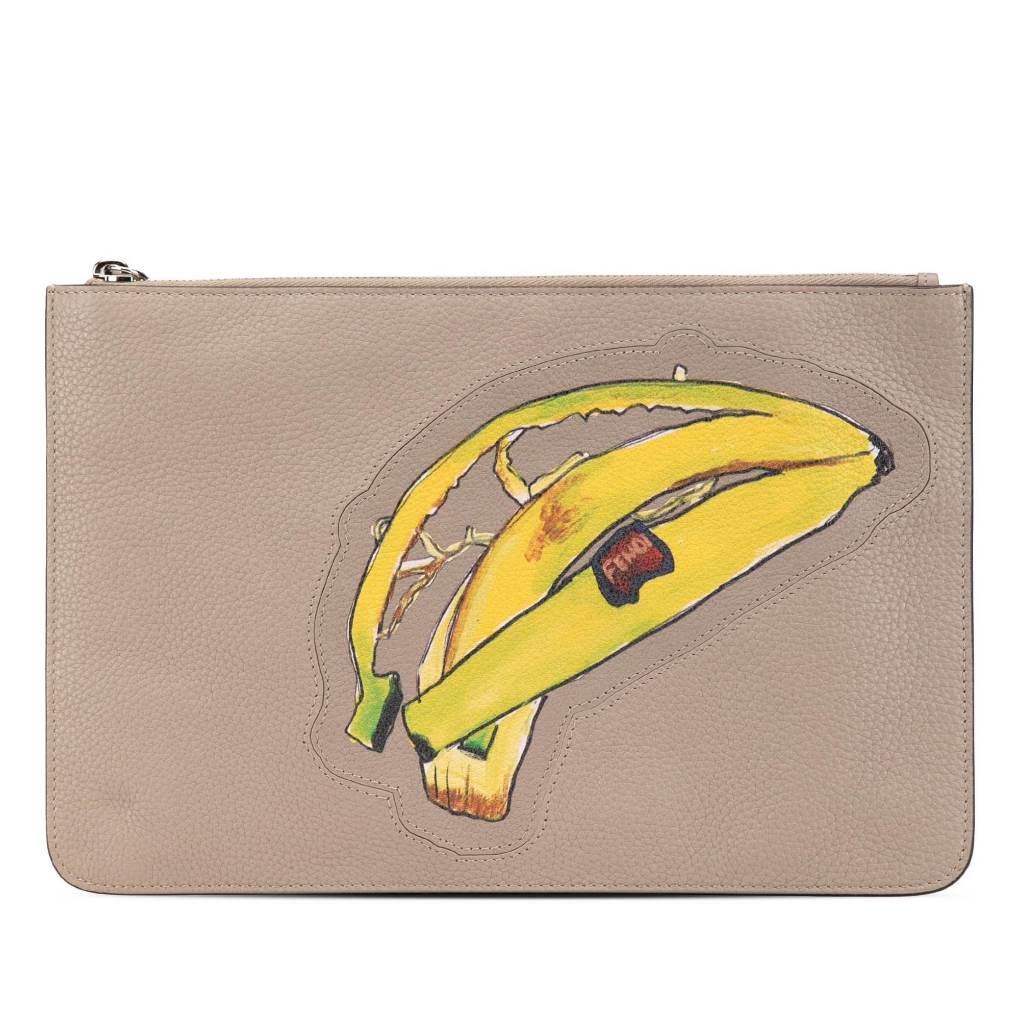 Fendi Sue Tilley Leather Banana Zip Clutch