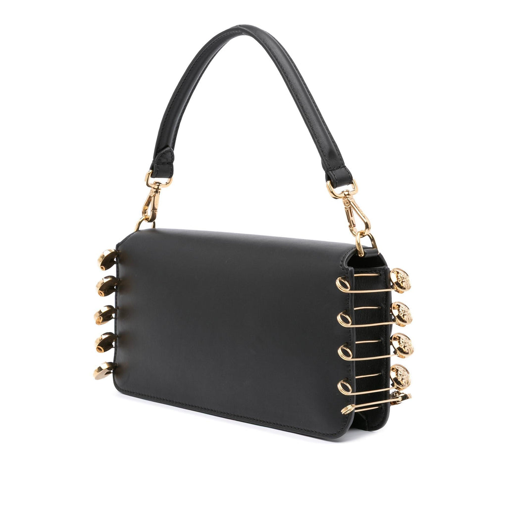 Fendi Versace Vitello Seta Fendace Brooch Baguette Satchel