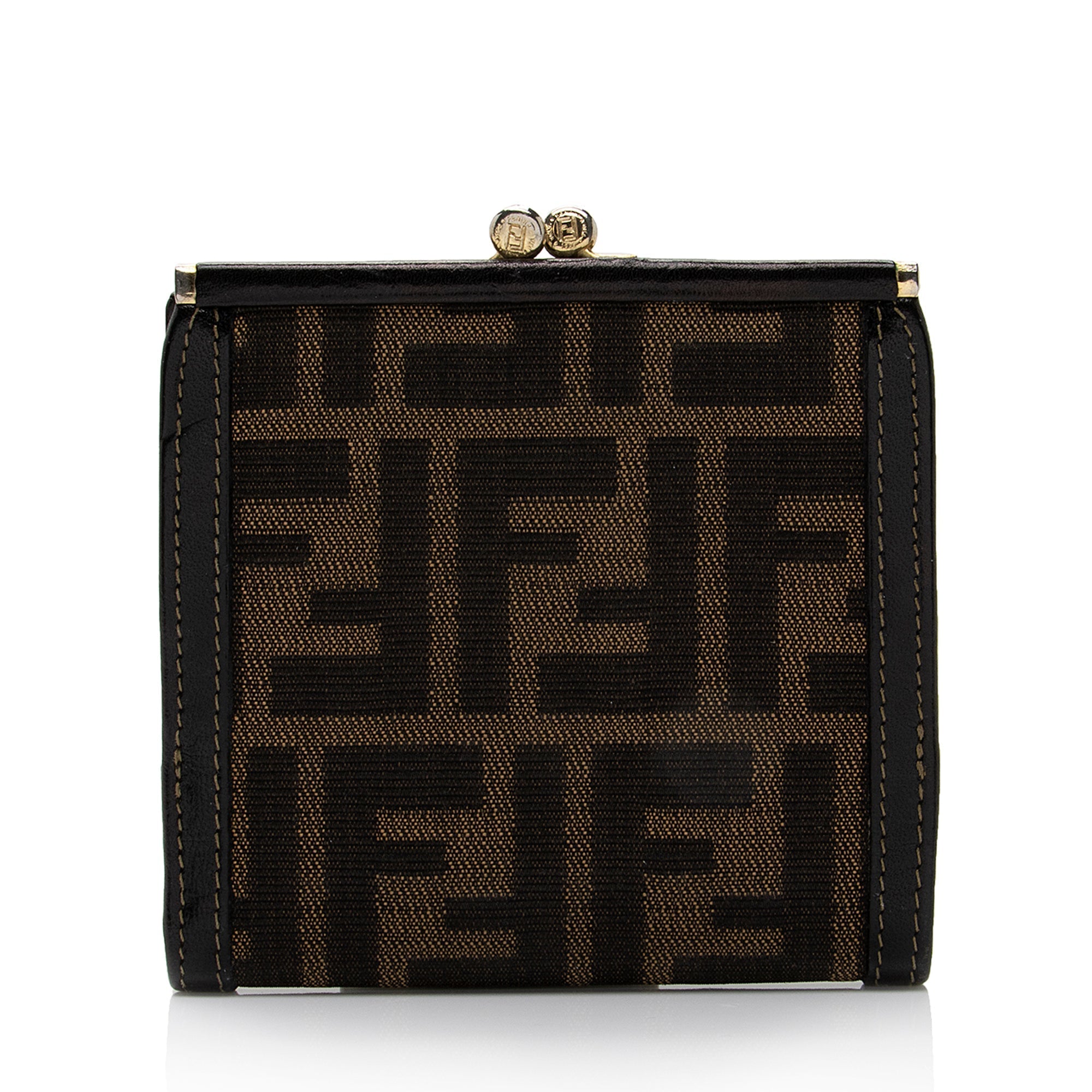 Fendi Vintage Zucca Kiss Lock French Wallet (SHF-J1Q6xA)