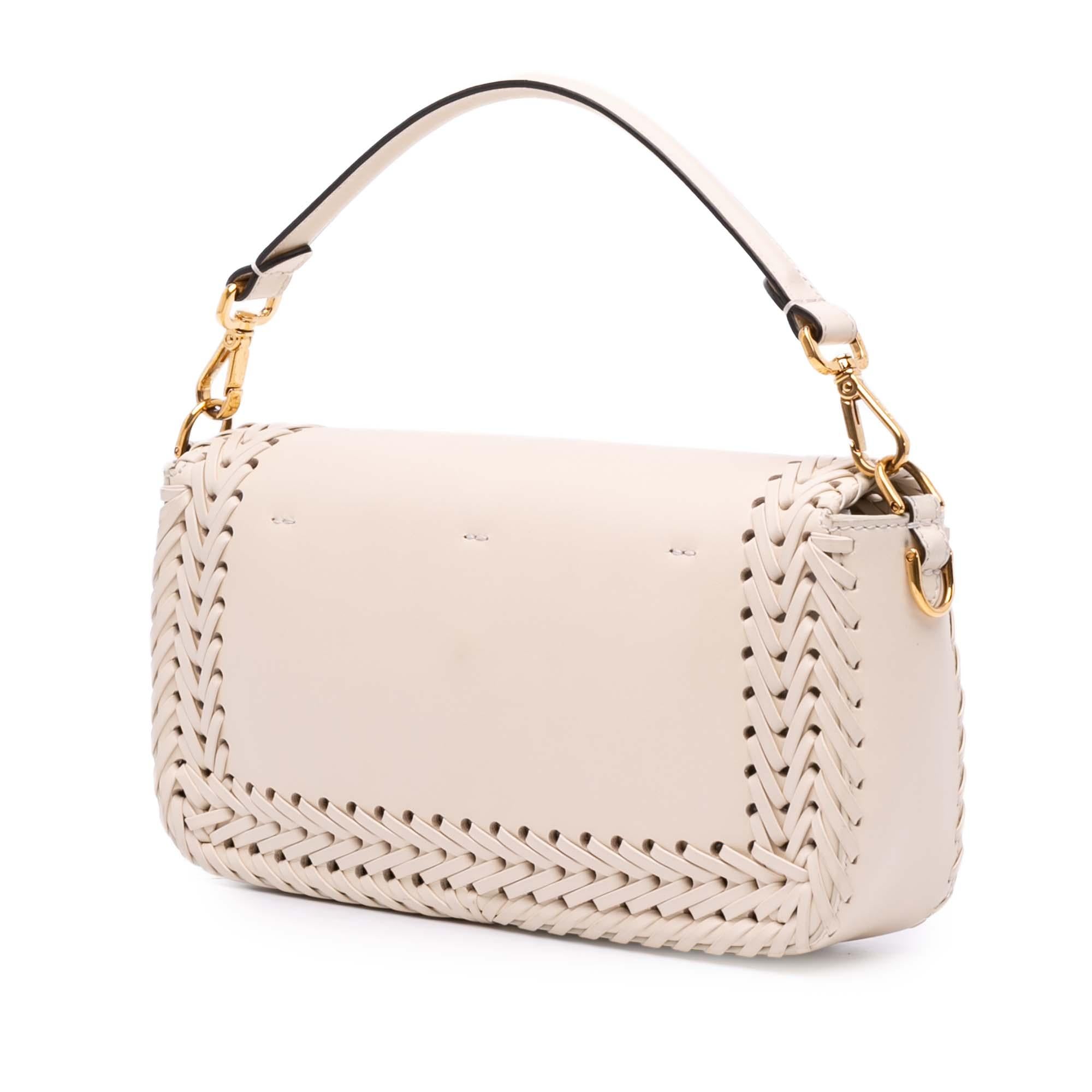 Fendi Woven Calfskin Vitello King Ceylon Baguette Satchel